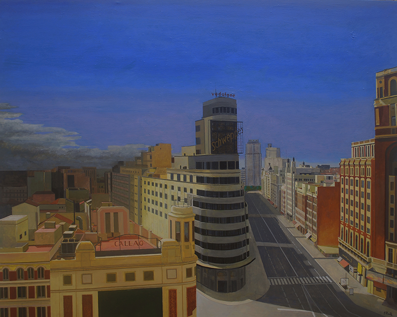 Pintura 'Metrópoli XI' de Fernando Puente, 130 x 162 cm