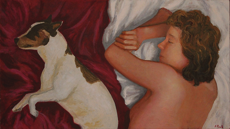 Pintura 'El sueño' de Fernando Puente, óleo 50 x 89 cm