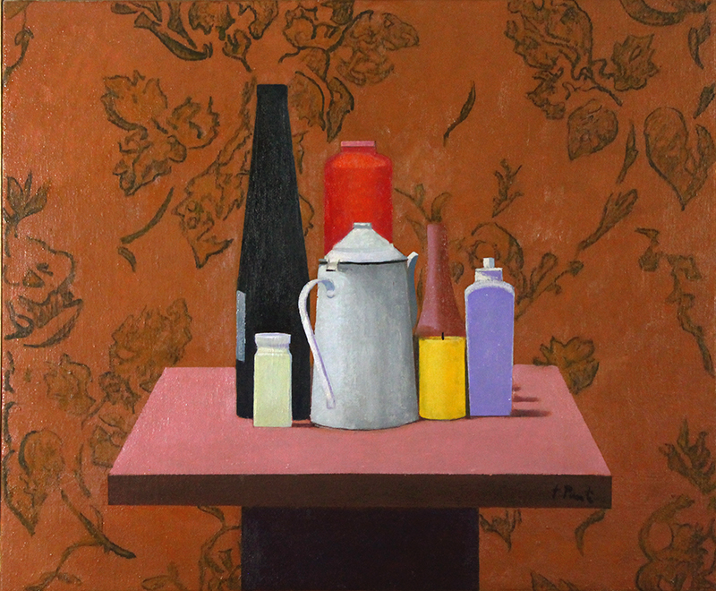 Pintura 'Naturaleza muerta con vela amarilla' de Fernando Puente, 61 x 50 cm