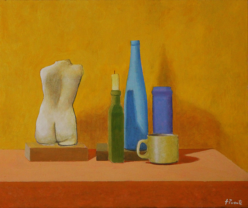 Pintura 'Naturaleza muerta con torso de yeso' de Fernando Puente, 45 x 56 cm