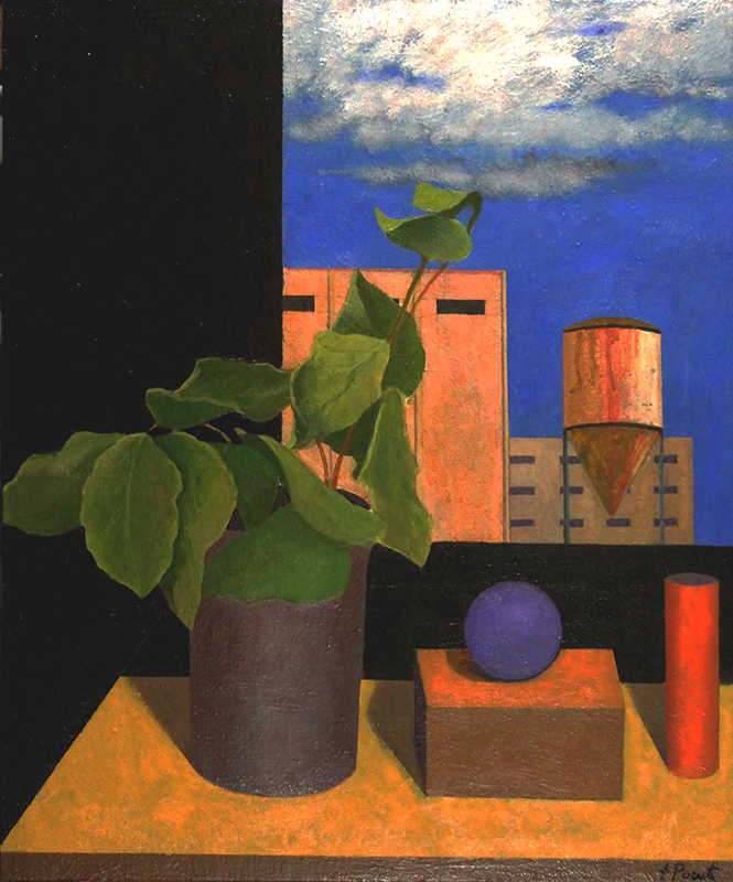 Pintura 'Naturaleza muerta con bola malva' de Fernando Puente, 56 x 45 cm